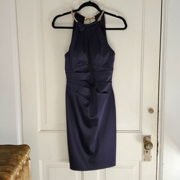 Eliza J. Navy Chain Neck Dress - Picture 2 of 8